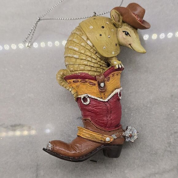 Midwest CBK Cowboy Armadillo Christmas Ornament Resin Glitter Boot Novelty - Picture 4 of 9